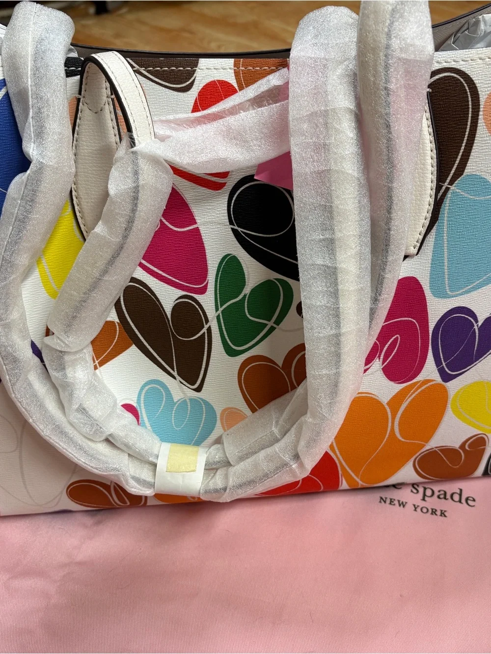 kate spade Multicolor Heart Print Tote in White